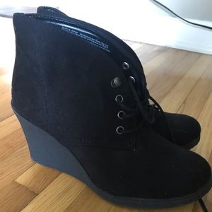 Black wedge booties